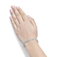 14K White Gold 5 3/4 Cttw Princess and Baguette Diamond Alternating Tapered Link and Box Line Bracelet (H-I Color, SI1-SI2 Clarity) -7