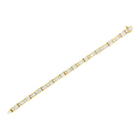 14K Yellow Gold 7.0 Cttw Baguette Cut Diamond Alternating Box and Wave Link Bracelet (G-H Color, VS1-VS2 Clarity) - 7