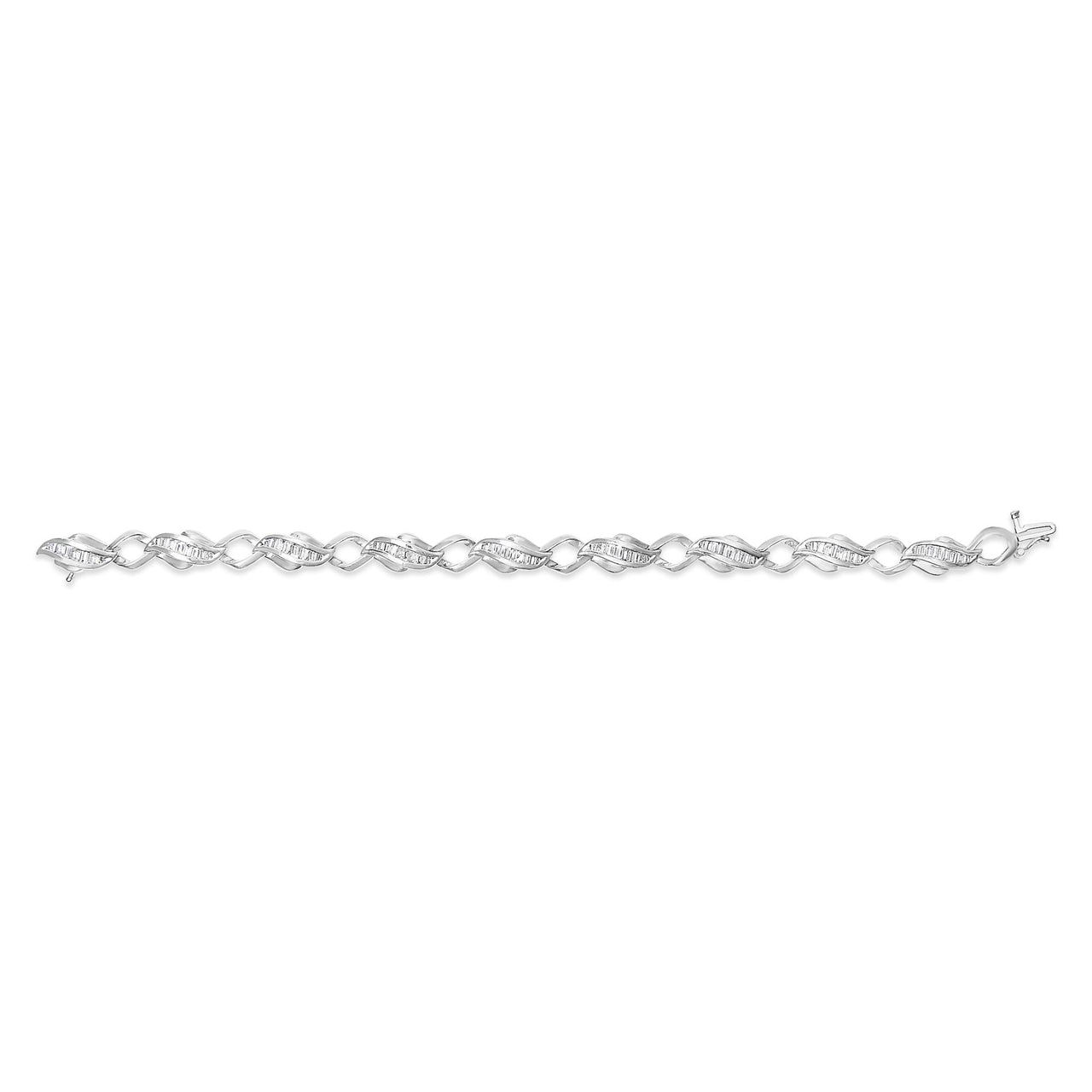 Platinum 2 1/5 Cttw Baguette Diamond Channel Link Bracelet (H-I Color, SI1-SI2 Clarity) - 7" Inches