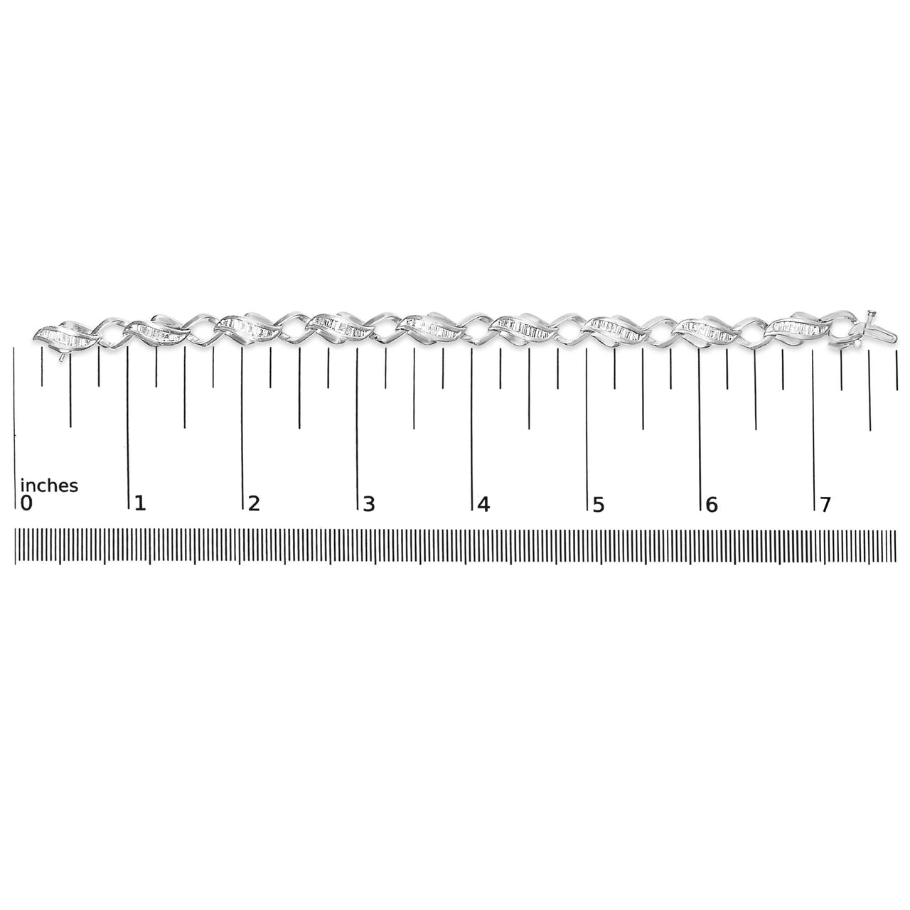 Platinum 2 1/5 Cttw Baguette Diamond Channel Link Bracelet (H-I Color, SI1-SI2 Clarity) - 7" Inches