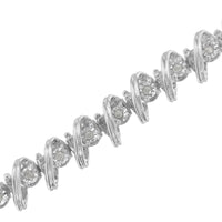 .925 Sterling Silver 1/4 cttw Miracle Set Diamond S Curve Link Bracelet (I-J Color, I3 Clarity) -7