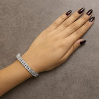 .925 Sterling Silver 2.0 Cttw Miracle Set Diamond 2 Row Link Bracelet - 7