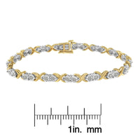 2 Micron 14KT Yellow Gold Plated Sterling Silver Diamond X Link Bracelet (1 cttw, I-J Color, I3-Promo Clarity)