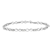 .925 Sterling Silver 1/4 cttw Miracle Set Diamond Infinity Link Bracelet (I-J Color, I3-Promo Clarity) - 7.25
