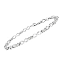 .925 Sterling Silver 1/4 cttw Miracle Set Diamond Infinity Link Bracelet (I-J Color, I3-Promo Clarity) - 7.25