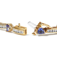 14K Yellow 5MM Trillion Cut Blue Tanzanite and 1 1/10 Cttw Diamond Tennis 7