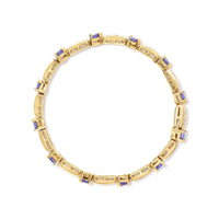 14K Yellow 5MM Trillion Cut Blue Tanzanite and 1 1/10 Cttw Diamond Tennis 7