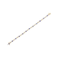 14K Yellow 5MM Trillion Cut Blue Tanzanite and 1 1/10 Cttw Diamond Tennis 7