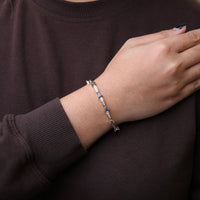 14K Yellow 5MM Trillion Cut Blue Tanzanite and 1 1/10 Cttw Diamond Tennis 7