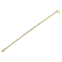 10K Yellow and White Gold 2.00 cttw Round and Baguette-Cut Diamond Link Bracelet (I-J Color, I2-I3 Clarity) - Size 7.25