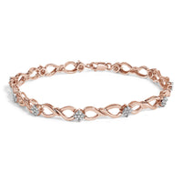 10K Rose Gold Plated .925 Sterling Silver 1/2 Cttw Diamond Infinity Link Tennis Bracelet (H-I Color, I2-I3 Clarity) -7”