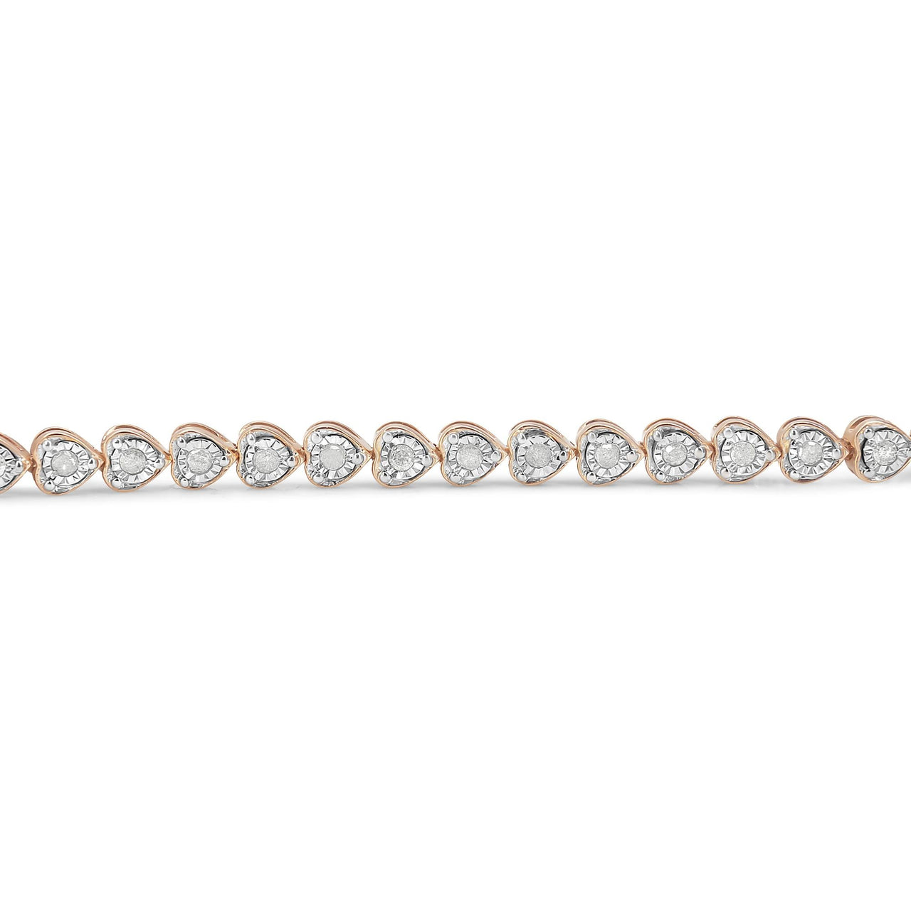 .925 Sterling Silver 1.0 Cttw Miracle Set Diamond Heart-Link 7" Tennis Bracelet (I-J Color, I2-I3 Clarity)