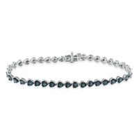 Black Rhodium over .925 Sterling Silver 1.0 Cttw Miracle Set Diamond Heart-Link 7