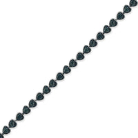 Black Rhodium over .925 Sterling Silver 1.0 Cttw Miracle Set Diamond Heart-Link 7