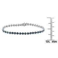 Black Rhodium over .925 Sterling Silver 1.0 Cttw Miracle Set Diamond Heart-Link 7