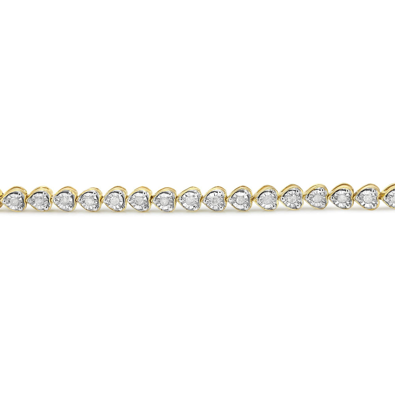 .925 Sterling Silver 1.0 Cttw Miracle Set Diamond Heart-Link 7" Tennis Bracelet (I-J Color, I2-I3 Clarity)