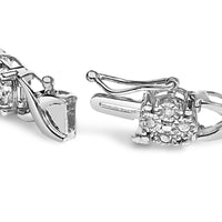 Sterling Silver Rose-Cut Diamond Love Locks Link Bracelet (1.00cttw,I-J color,I3-Promo clarity)