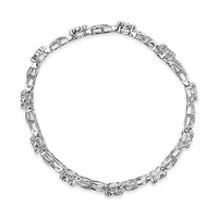 Sterling Silver Rose-Cut Diamond Love Locks Link Bracelet (1.00cttw,I-J color,I3-Promo clarity)