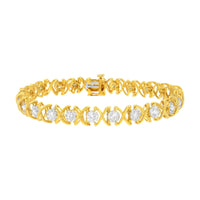 10K Yellow Gold Plated Sterling Silver 2 cttw Diamond 