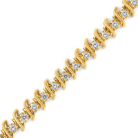 10K Yellow Gold Plated .925 Sterling Silver 3.00 Cttw Prong-Set Brilliant Round-cut Diamond 