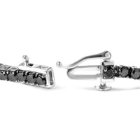 .925 Sterling Silver 4-Prong Set Treated Black Round-Cut Diamond Classic Tennis Bracelet (Black Color, I2-I3 Clarity) - 7.25