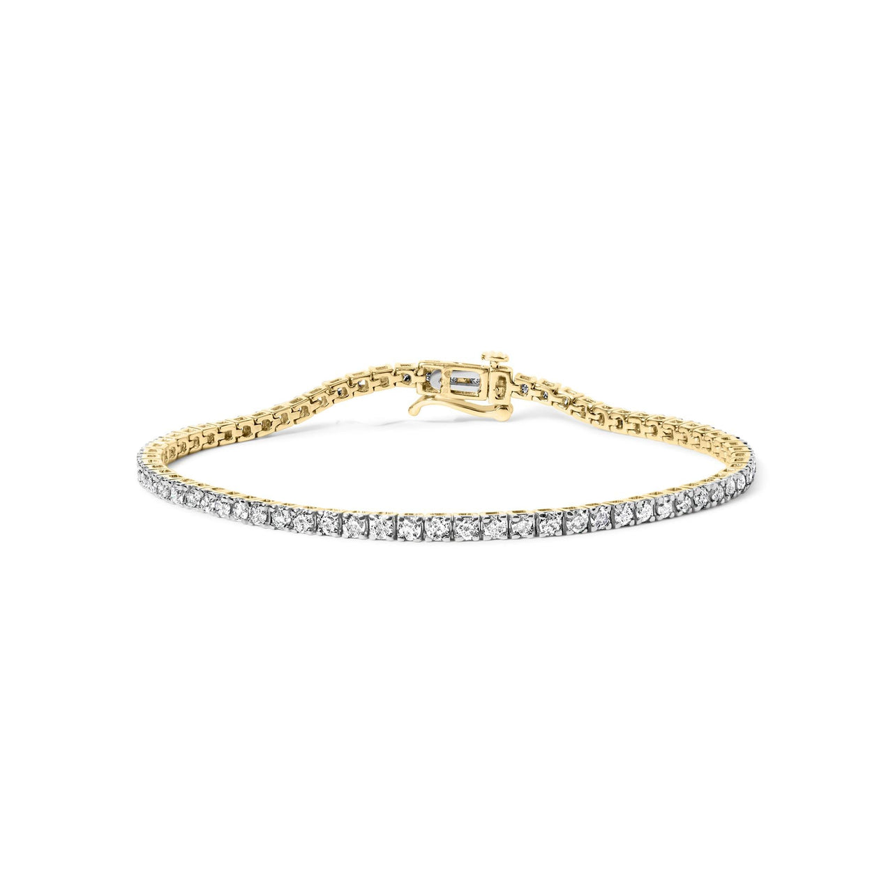 14K Yellow Gold Plated .925 Sterling Silver 3 cttw Diamond Tennis Bracelet - Size 7.25"