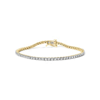 14K Yellow Gold Plated .925 Sterling Silver 3 cttw Diamond Tennis Bracelet - Size 7.25