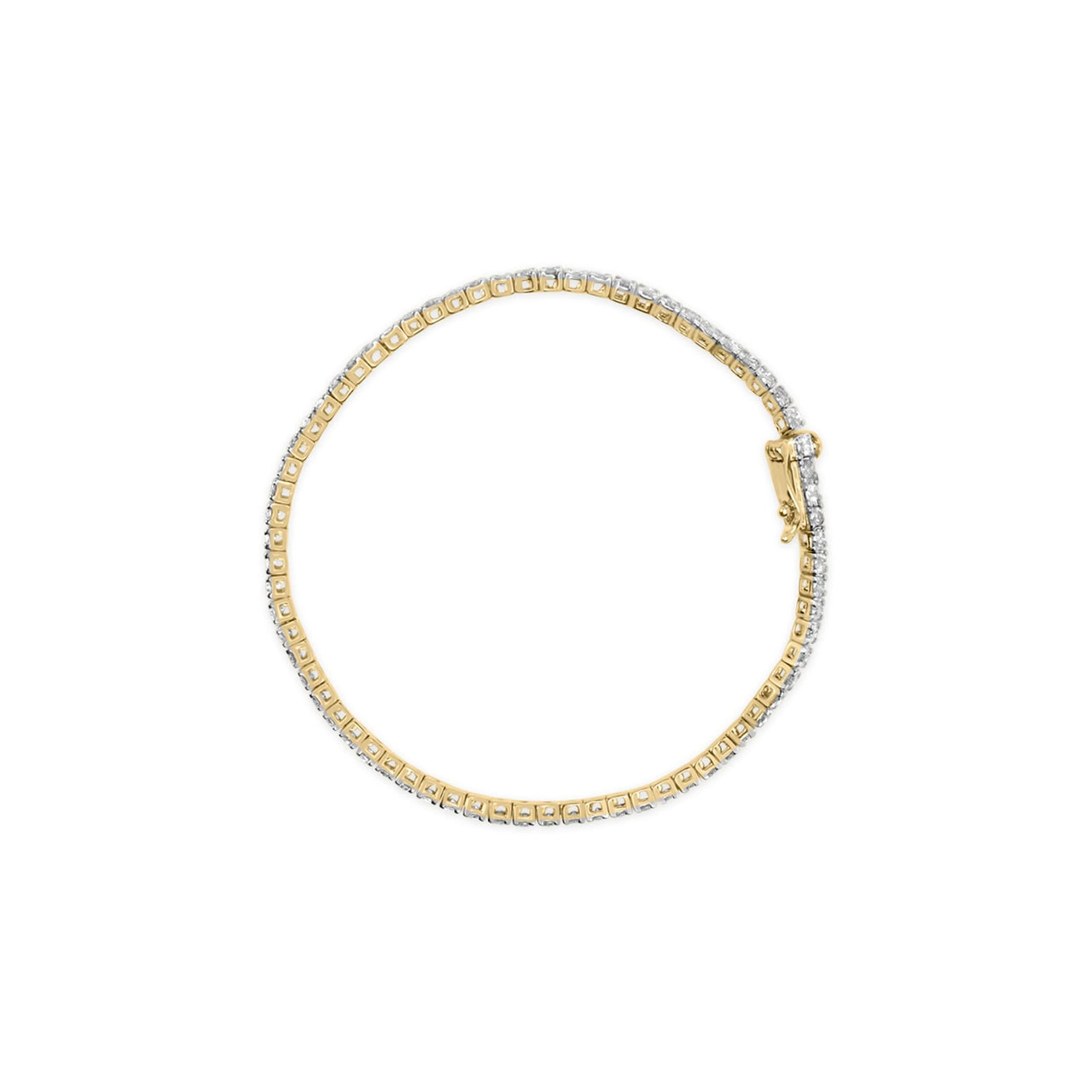 14K Yellow Gold Plated .925 Sterling Silver 3 cttw Diamond Tennis Bracelet - Size 7.25"