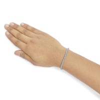 14K White Gold 4-Prong Set Lab Grown Round Diamond Classic Tennis Bracelet (F-G Color, VS1-VS2 Clarity) - 7.25