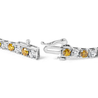 14K White Gold 5.0 Cttw Alternating White and Yellow Lab Grown Diamond Tennis Tennis Bracelet (Yellow/F-G Color, VS2-SI1 Clarity - 7