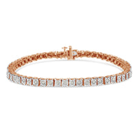 .925 Sterling Silver 1.0 Cttw Diamond Square Frame Miracle-Set Tennis Bracelet (I-J Color, I3 Clarity) - 8