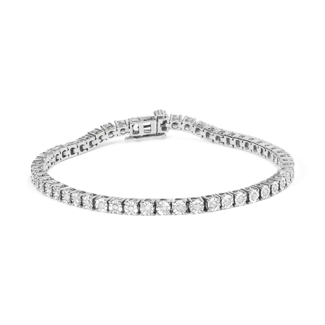 .925 Sterling Silver 1/2 Cttw Diamond Illusion-Set Miracle Plate Tennis Bracelet (I-J Color, I3 Clarity) - 7"