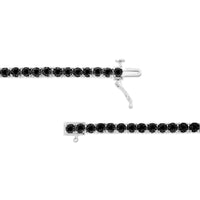 .925 Sterling Silver 1.0 Cttw Miracle-Set Treated Black Diamond Round Miracle Plate Tennis Bracelet (Black Color, I3 Clarity) - 7.25