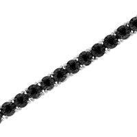 .925 Sterling Silver 1.0 Cttw Miracle-Set Treated Black Diamond Round Miracle Plate Tennis Bracelet (Black Color, I3 Clarity) - 7.25