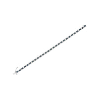.925 Sterling Silver 1.0 Cttw with Alternating Round White Diamond and Round Treated Blue Diamond Tennis Bracelet (Blue and I-J Color, I3 Clarity) - Size 7