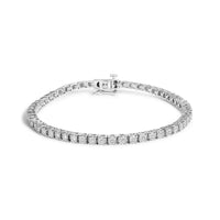 14K White Gold 3.0 Cttw Lab Grown Diamond Illusion-Set Miracle Plate Tennis Bracelet (F-G Color, VS1-VS2 Clarity) - Size 7.25