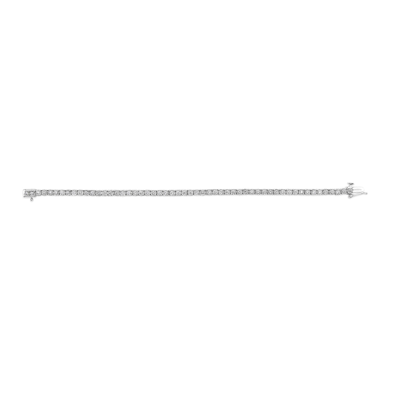 .925 Sterling Silver Lab Grown Diamond Illusion-Set Miracle Plate Tennis Bracelet - 7.25" Inches