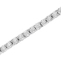 .925 Sterling Silver Lab Grown Diamond Illusion-Set Miracle Plate Tennis Bracelet - 7.25