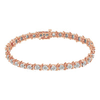 .925 Sterling Silver 1.0 Cttw Diamond S-Curve Link Miracle-Set Tennis Bracelet (I-J Color, I3 Clarity)