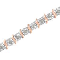 .925 Sterling Silver 1.0 Cttw Diamond S-Curve Link Miracle-Set Tennis Bracelet (I-J Color, I3 Clarity)