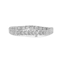 .925 Sterling Silver 1/6 Cttw Round-Cut Diamond Chevron Wave 7.25