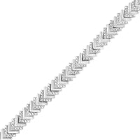 .925 Sterling Silver 1/6 Cttw Round-Cut Diamond Chevron Wave 7.25