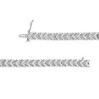 .925 Sterling Silver 1/6 Cttw Round-Cut Diamond Chevron Wave 7.25