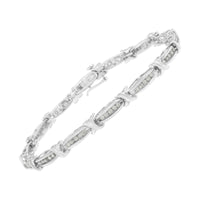 .925 Sterling Silver 1.0 Cttw Diamond Channel Set Tapered & X-Link 7
