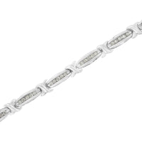 .925 Sterling Silver 1.0 Cttw Diamond Channel Set Tapered & X-Link 7