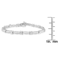 .925 Sterling Silver 1.0 Cttw Diamond Channel Set Tapered & X-Link 7