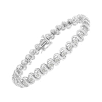 .925 Sterling Silver 1.0 cttw Miracle-Set Round-Cut Diamond 