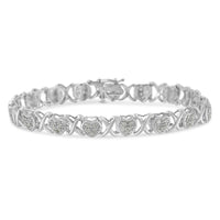.925 Sterling Silver 1.0 Cttw Diamond Heart & X-Link 7