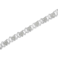.925 Sterling Silver 1.0 Cttw Diamond Heart & X-Link 7