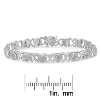 .925 Sterling Silver 1.0 Cttw Diamond Heart & X-Link 7